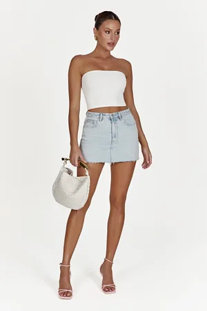 MESHKI Lennon Mid Rise Denim Mini Skirt