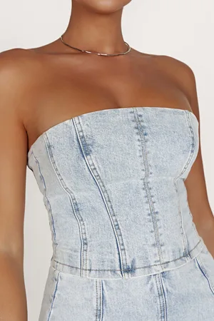 MESHKI Jordana Denim Tube Top