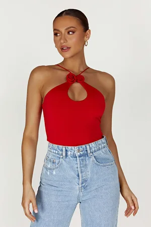 MESHKI Adeline Rose Halter Top