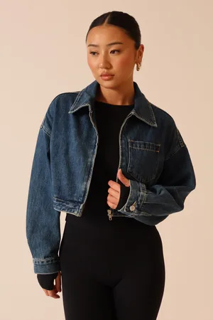 MESHKI Kyle Cropped Denim Jacket