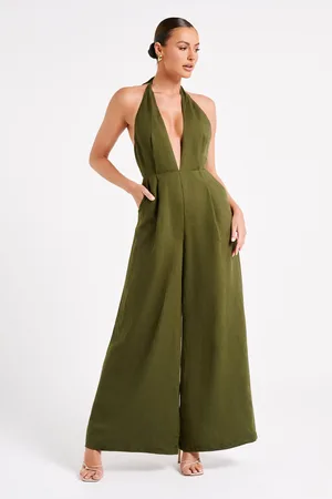 MESHKI Blanca Linen Halter Jumpsuit