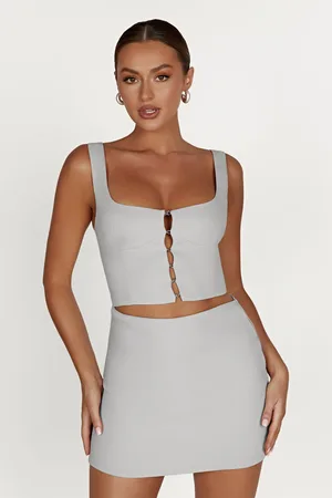 MESHKI Lainey Hook And Eye Mini Skirt