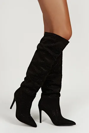 MESHKI Jenner Diamante High Heel Boot