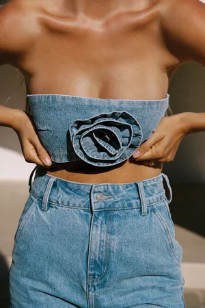 MESHKI Samantha Rose Denim Bandeau