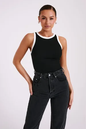 MESHKI Zanna Contrast Ribbed Tank Top