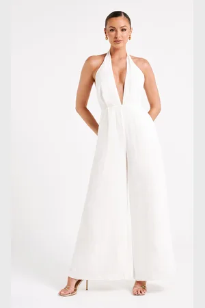 MESHKI Blanca Linen Halter Jumpsuit