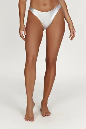 MESHKI Bambi Metallic Cheeky Cut Bikini Bottoms
