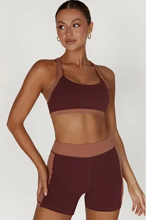 MESHKI Becca Two Tone Cropped Sports Bra
