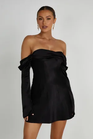 Neeka Strapless Bow Back Mini Dress - Black - MESHKI