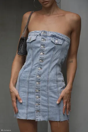 MESHKI Tiani Buttoned Denim Mini Dress