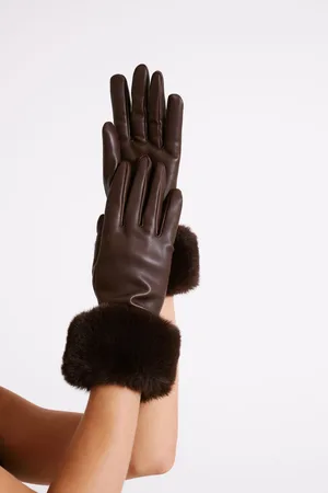 MESHKI Jessabel Faux Leather Fur Trim Gloves