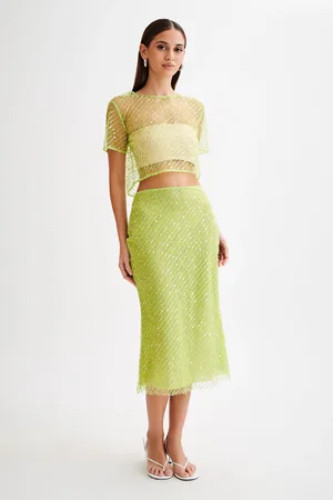 MESHKI Brynne Sequin Midi Skirt