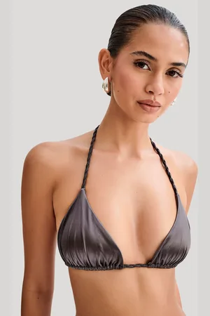 MESHKI Sachi Triangle Bikini Top With Braided Ties