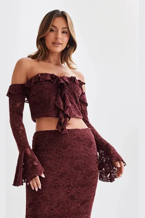 MESHKI Artemis Lace Plisse Off Shoulder Top