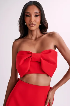 MESHKI Katie Bow Crop Top