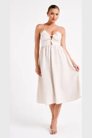 MESHKI Magdelena Cut Out Linen Midi Dress
