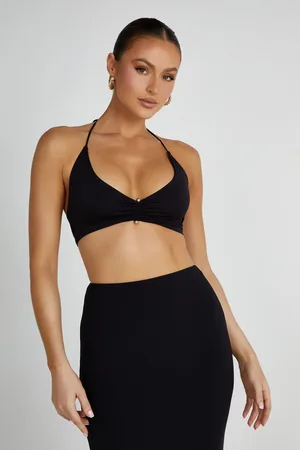 MESHKI Kasia Recycled Nylon Pin Detail Wrap Top