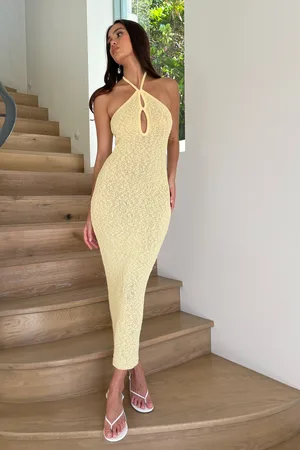 MESHKI Kahali Boucle Halter Midi Dress