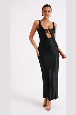MESHKI Aubrie Keyhole Satin Maxi Dress