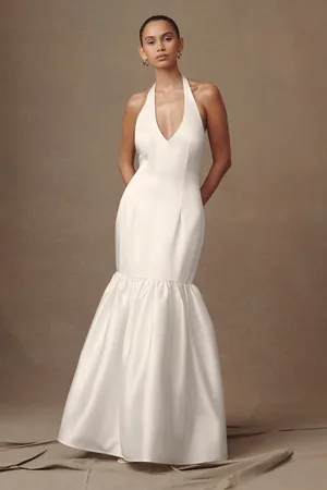 MESHKI Danica Satin Halter Wedding Gown