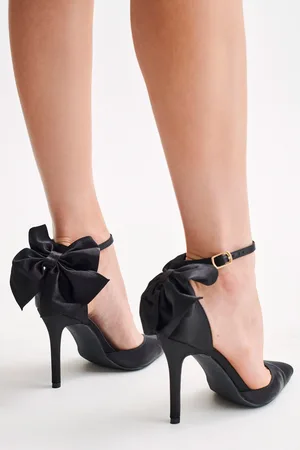 MESHKI Charmed Satin Bow Heel