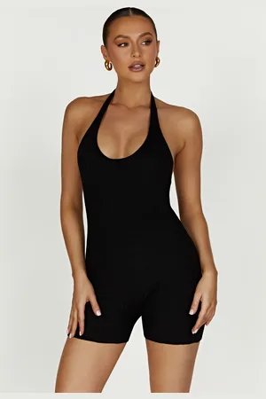 MESHKI Aitana Halter Neck Knit Playsuit