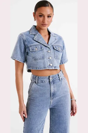 MESHKI Annabelle Denim Crop Shirt