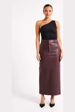 MESHKI Lottie Faux Leather Maxi Skirt