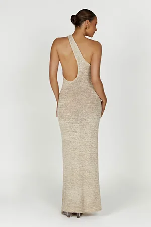 MESHKI Paisley One Shoulder Knit Maxi Dress