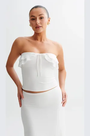 MESHKI Bea Strapless Slinky Ruffle Top