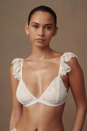 MESHKI Anniston Lace Frill Triangle Bralette