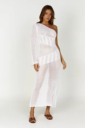 MESHKI Jody One Shoulder Mixed Yarn Dress
