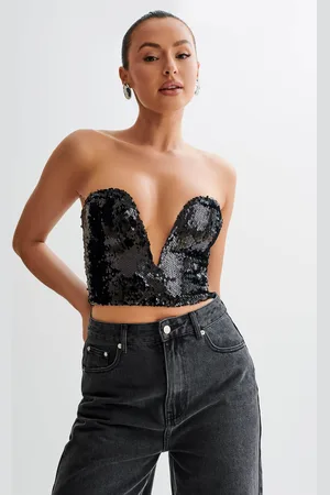 MESHKI Zariah Strapless Sequin V Corset