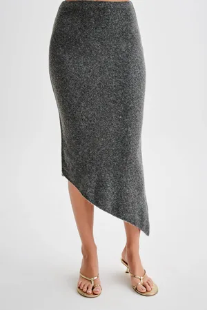 MESHKI Genevieve Asymmetrical Knit Midi Skirt