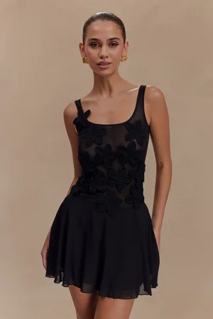 MESHKI Melanie Mesh Mini Dress With Flowers
