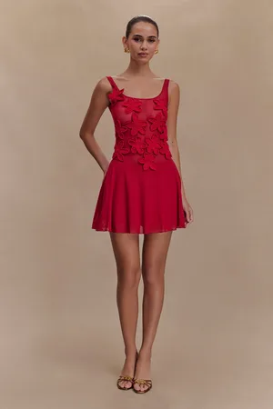 MESHKI Melanie Mesh Mini Dress With Flowers