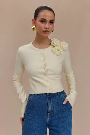 MESHKI Gianna Knit Cardigan With Flowers