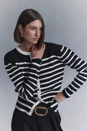 MESHKI Talia Stripe Knit Cardigan
