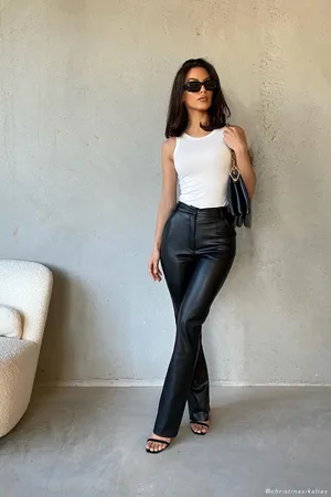 MESHKI Straight Leg, L Tyra Straight Leg Faux Leather Pants