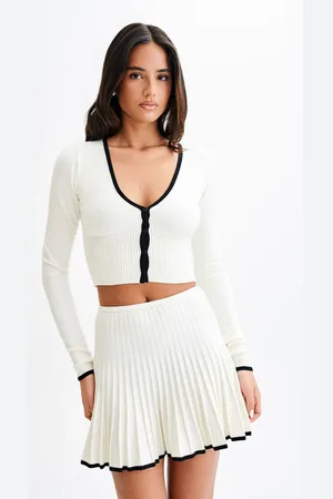 MESHKI Jolene Contrast Button Up Knit Cardigan
