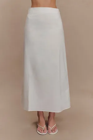 MESHKI Dora Linen Midi Skirt