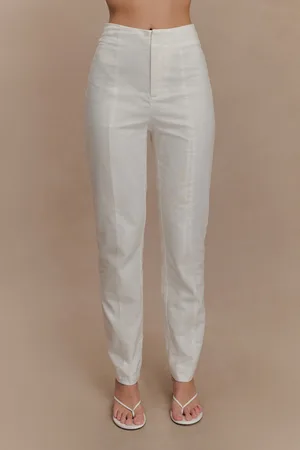 MESHKI Dora Linen Straight Leg Pant
