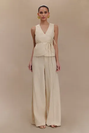 MESHKI Brandi Linen Straight Leg Pant