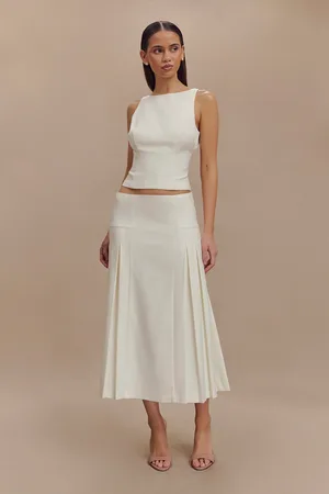 MESHKI Brigette Pleated Midi Skirt