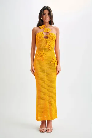 MESHKI Kyla Floral Crochet Maxi Dress