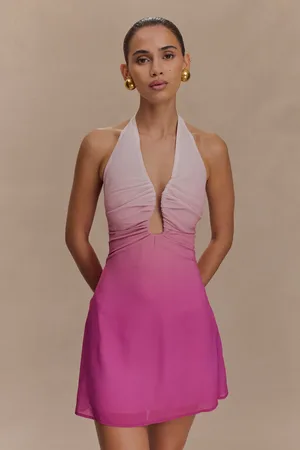 MESHKI Malakhai Chiffon Halter Mini Dress