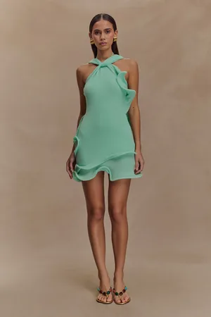 MESHKI Caprice Halter Knit Mini Dress