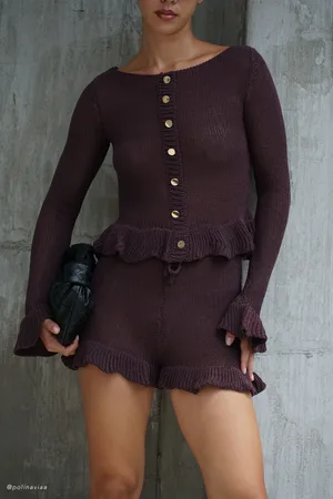 MESHKI Eleanor Knit Frill Cardigan