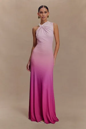 MESHKI Marlee Asymmetrical Slinky Maxi Dress