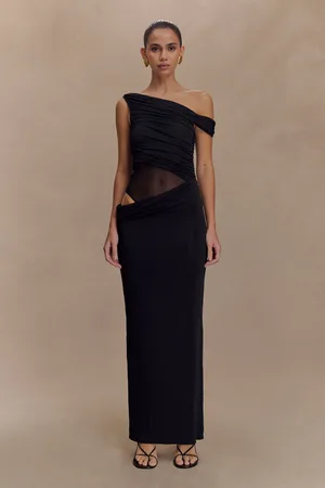 MESHKI Callen One Shoulder Slinky Maxi Dress